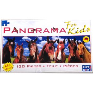 Puzzle 120 pièces – Panorama for kids  –  Chevaux   –   play now !